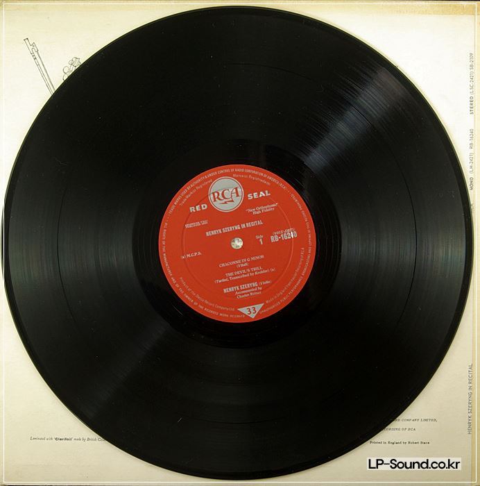 HENRYK SZERYNG* IN RECITAL *DEVIL'S TRILL* VITALI CHACONNE  RCA MONO RB-16240