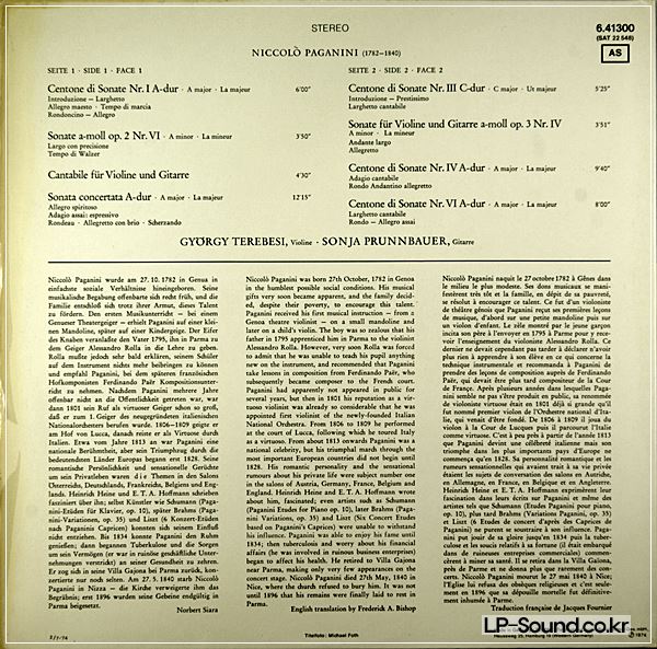 TEREBESI PRUNNBAUER-PAGANINI VIOLINE/TELEFUNKEN 6.41300 RARE