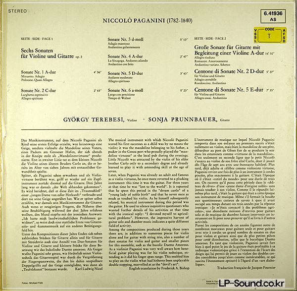 TEREBESI/PRUNNBAUER PAGANINI VIOLIN & GUITAR VOL.2 - TELEFUNKEN 6.41936