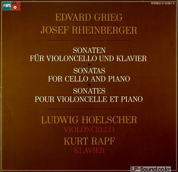 LUDWIG HOELSCHER GRIEG RHEINBERGER SONATAS FOR CELLO & PIANO LP