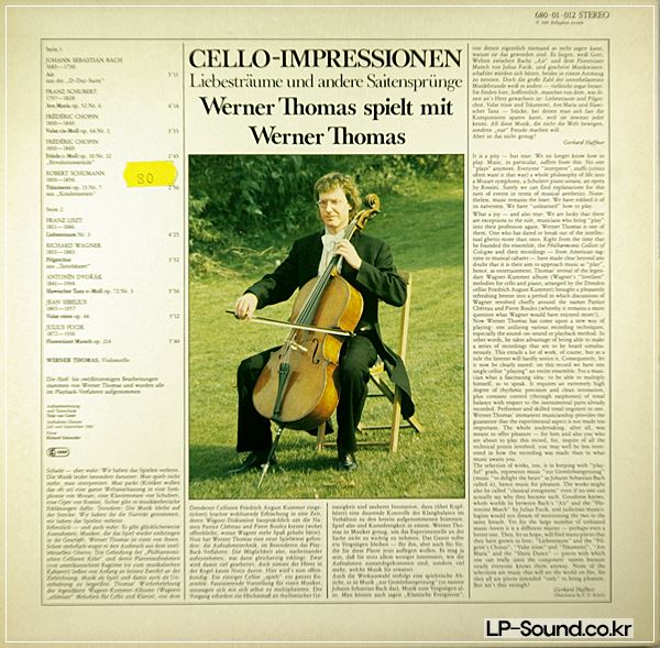 WERNER THOMAS: CELLO-IMPRESSIONEN CELLO SOLO RECITAL BELLAPHON GERMANY 1982