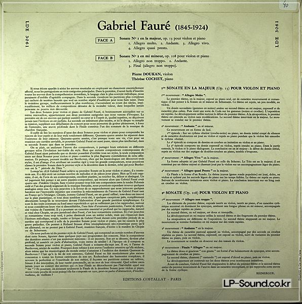 GABRIEL FAURE DEUX SONATES POUR VIOLON ET PIANO OP. 13 / OP. 108