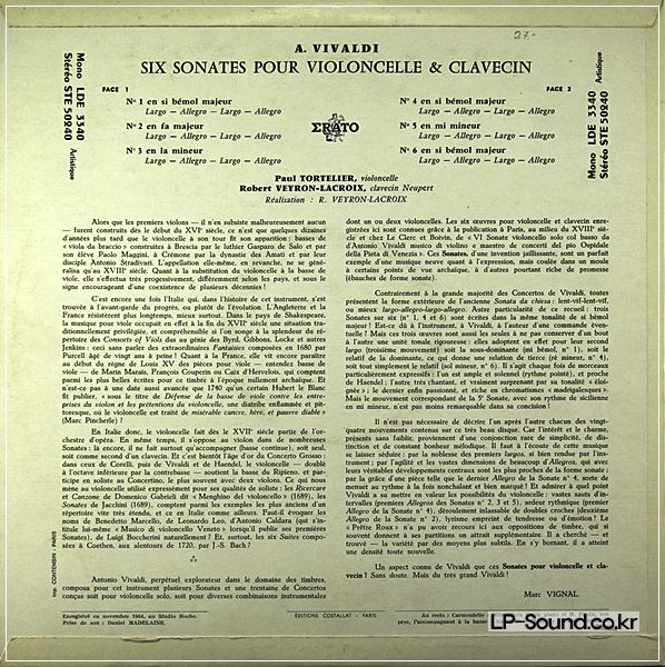 VIVALDI CELLO SONATAS TORTELIER VEYRON-LACROIX ERATO