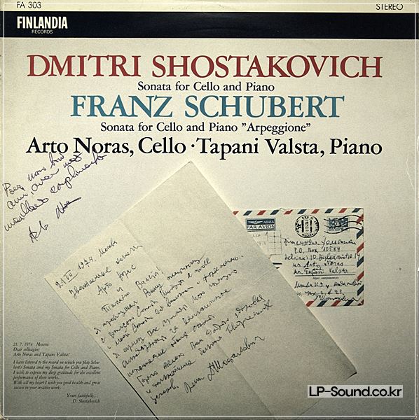 ARTO NORAS SHOSTAKOVICH SCHUBERT CELLO FINLANDIA FA 303   SIGNATURE