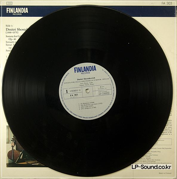 ARTO NORAS SHOSTAKOVICH SCHUBERT CELLO FINLANDIA FA 303   SIGNATURE