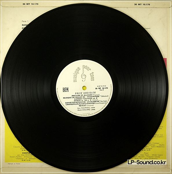 JEAN FOURNIER KREISLER  VIOLIN RECITAL VEGA 30 MT 10129 FRANCE