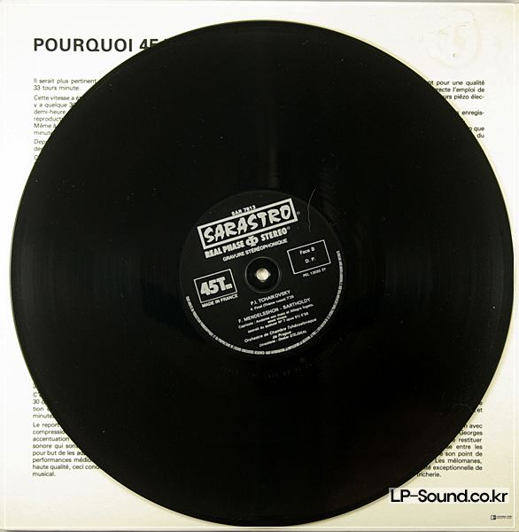 SARASTRO 45RPM AUDIOPHILE -TCHAIKOVSKY -SERENADE/MENDELSSOHN - CAPRICCIO