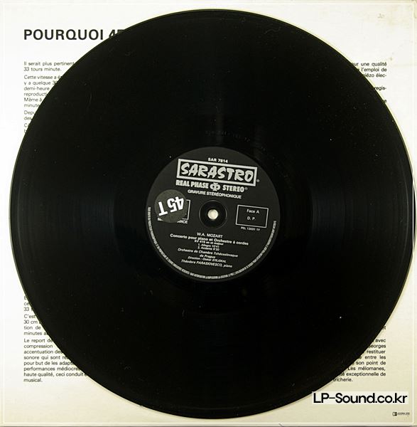 MOZART PIANO CONCERTO K.415 PARASKIVESCO AUDIOPHILE SARASTRO 45 RPM