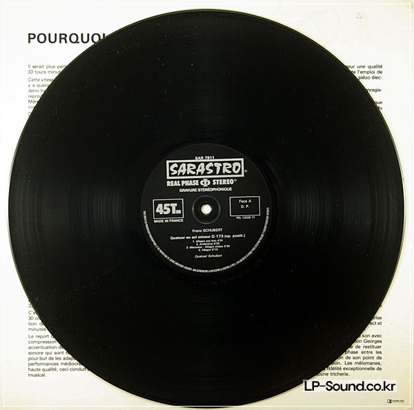 AUDIOPHILE SARASTRO 45 RPM LP SCHUBERT STRING QUARTET D.173