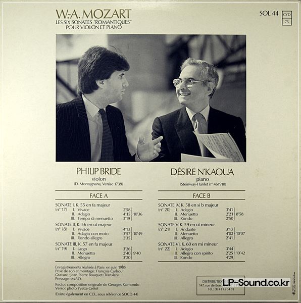 W.A. MOZART* ‎– LES SIX SONATES ROMANTIQUES POUR VIOLON ET PIANO