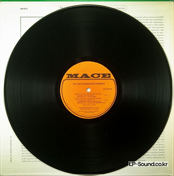 JOHANNA MARTZY/SCHUBERT SONATAS FOR VIOLIN & PIANO MACE STEREO