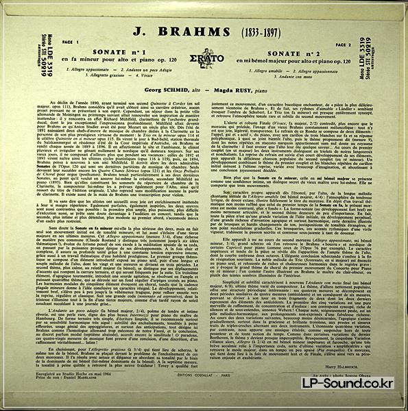 GEORG SCHMID, MAGDA RUSY - BRAHMS SONATAS NOS.1 & 2