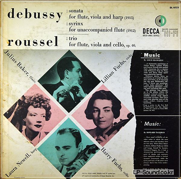 BAKER FUCHS NEWELL FUCHS DEBUSSY ROUSSEL DECCA MONO LP DL 9777 RARE