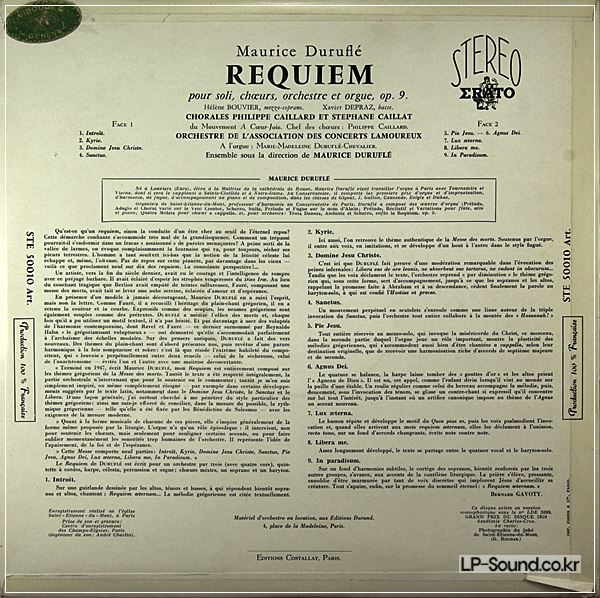 DURUFLE - REQUIEM - HELENE BOUVIER - XAVIER DEPRAZ ERATO PINK STEREO ED1