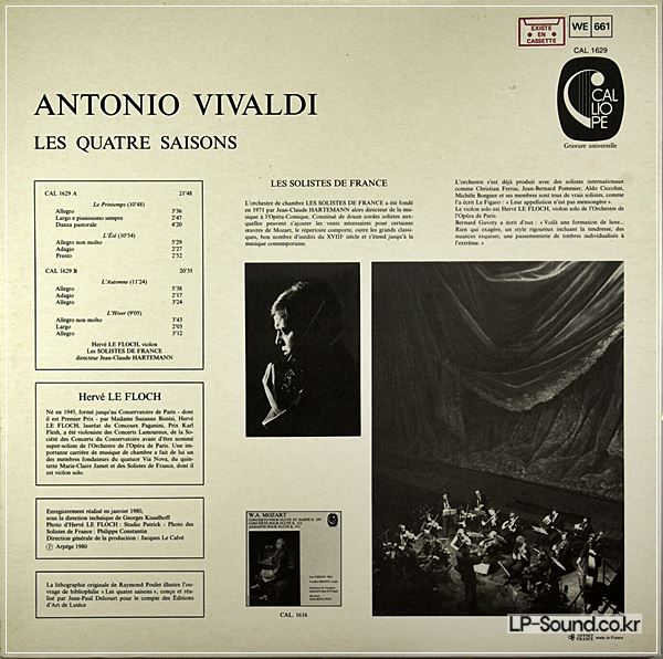 HERVE LE FLOCH, HARTEMANN - VIVALDI THE 4 SEASONS CALLIOPE LP