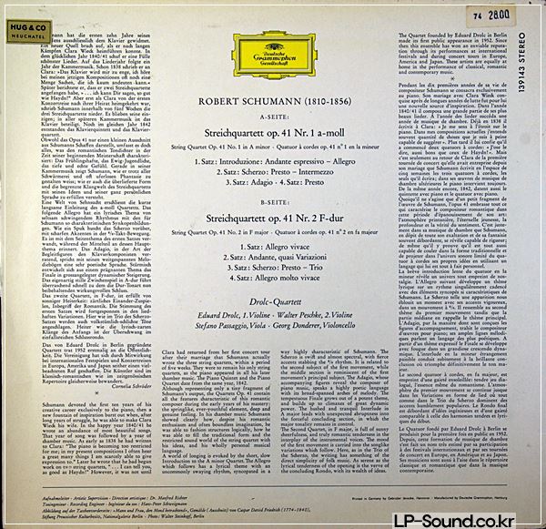 DROLC QUARTET - SCHUMANN - DGG 139 143 SLPM