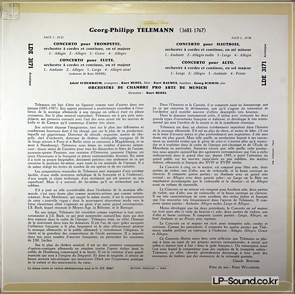 ERATO STE 50067 EARLY STEREO *KURT REDEL* TELEMANN CONCERTOS