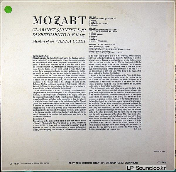 MOZART, CLARINET QUINTET, ETC., A. BOSKOVSKY, VIENNA OCTET