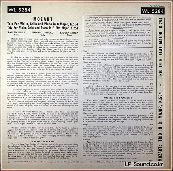 FOURNIER/JANIGRO/SKODA MOZART TRIO- WESTMINSTER WL 5284