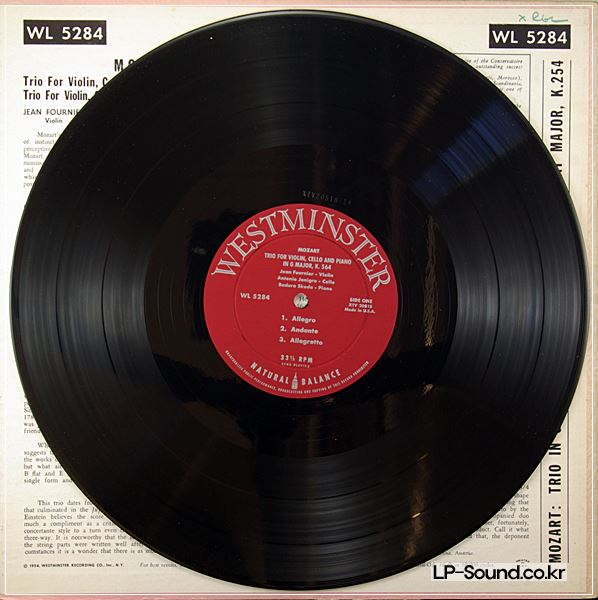 FOURNIER/JANIGRO/SKODA MOZART TRIO- WESTMINSTER WL 5284