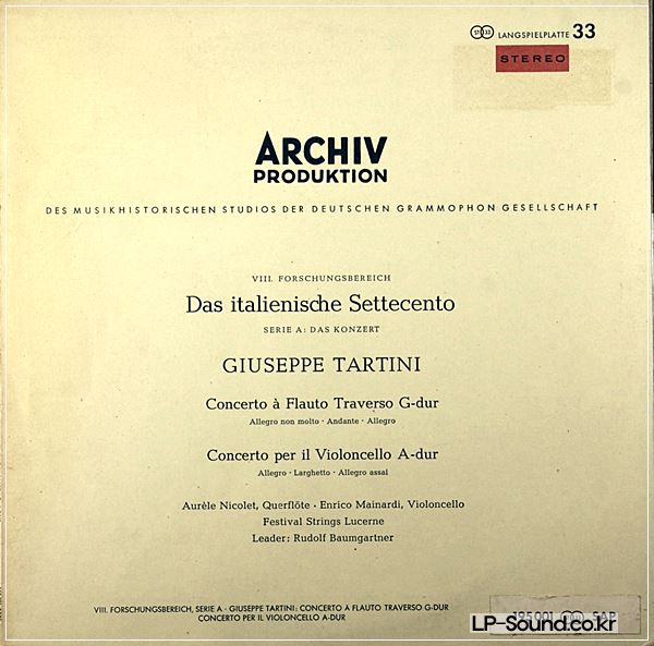 ENRICO MAINARDI TARTINI: CELLO CONCERTO A-DUR 10”LP ARCHIV STEREO 195 001 SAP