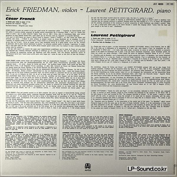 FRANCK/PETITGIRARD  VIOLIN SONATA  ERICK FRIEDMA