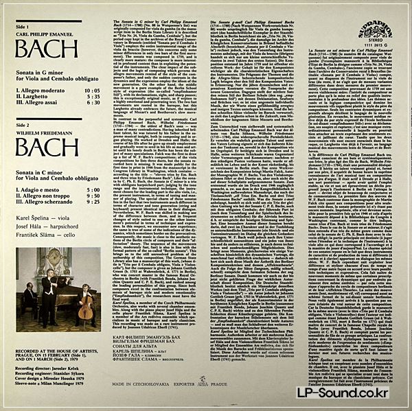 C.P.E + FRIEDMAN BACH - VIOLA SONATAS - SPELINA - HALA – SLAMA