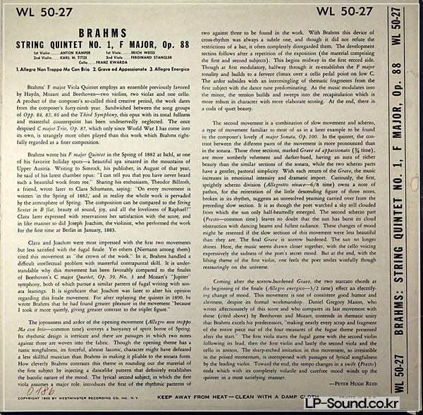 BRAHMS #1 VIENNA KONZERTHAUS  WESTMINSTER WL 5027