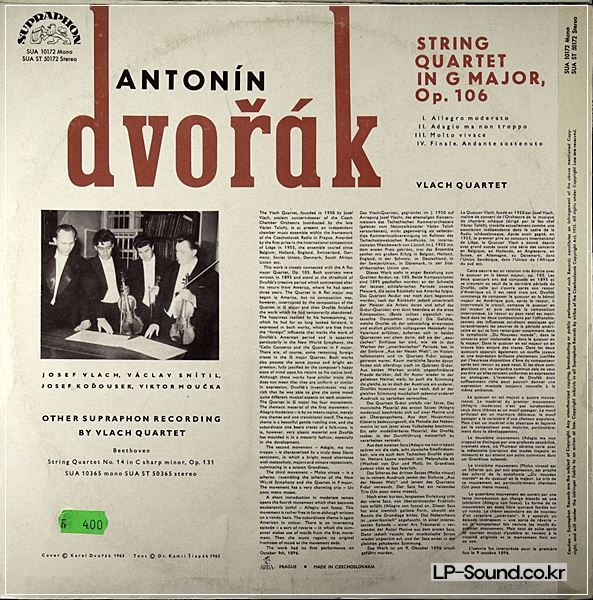 VLACH QUARTET DVORAK ORIG SUPRAPHON SUAST 50172 CZECH-1963