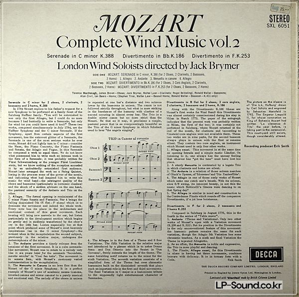 MOZART: COMPLETE WIND MUSIC VOLS. 2 AUDIOPHILE STEREO LPS