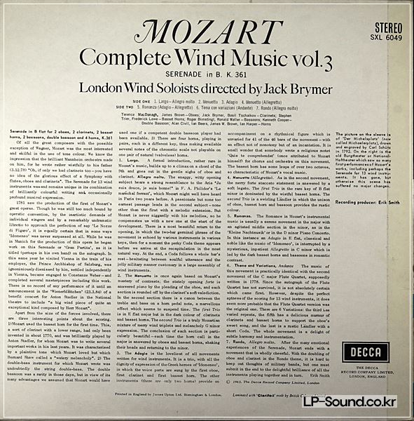 MOZART: COMPLETE WIND MUSIC VOLS. 3 AUDIOPHILE STEREO LPS