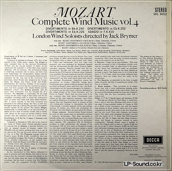 MOZART: COMPLETE WIND MUSIC VOLS. 4 AUDIOPHILE STEREO LPS
