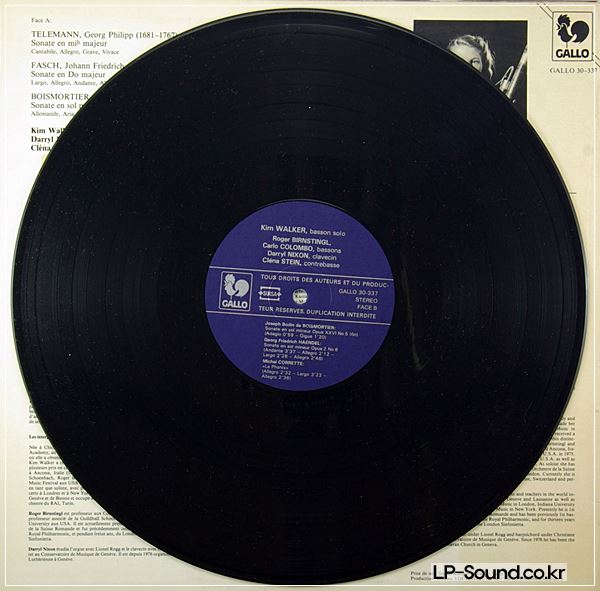 KIM WALKER (BASSOON) BAROQUE SONATAS LP GALLO