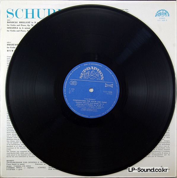 SCHUBERT  VIOLIN AND PIANO BRESS / HOLECEK SUPRAPHON 1111039
