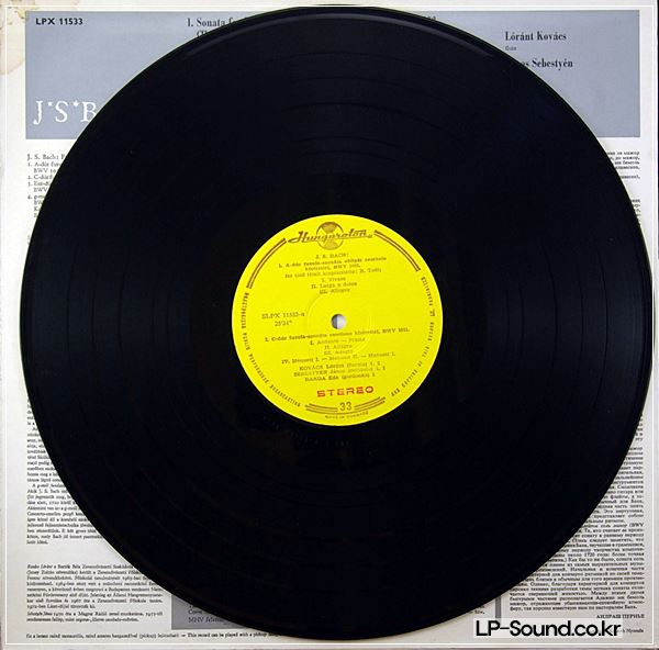 KOVACS FLUTE BACH 4 FLUTE SONATAS (B.1020 1031-1033) HUNGAROTON SLPX-11533 LP