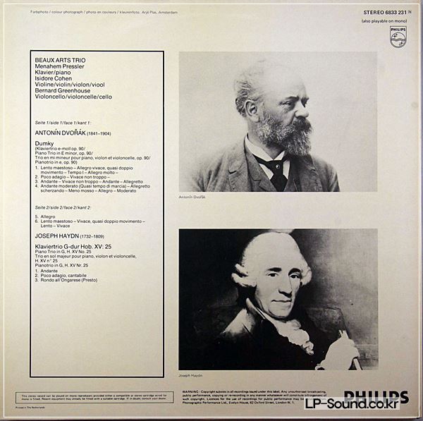 DVORAK DUMKY*HAYDN TRIO BEAUX ARTS TRIO PHILIPS 6833 231