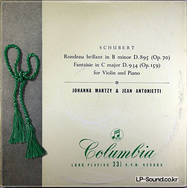 SCHUBERT RONDEAU, FANTAISIE - JOHANNA MARTZY, ANTONIETTI -  33CX 1372