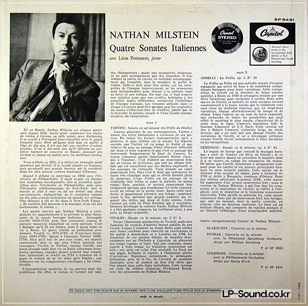 NATHAN MILSTEIN / FOUR ITALIAN SONATAS CAPITAL STREO SP 8481