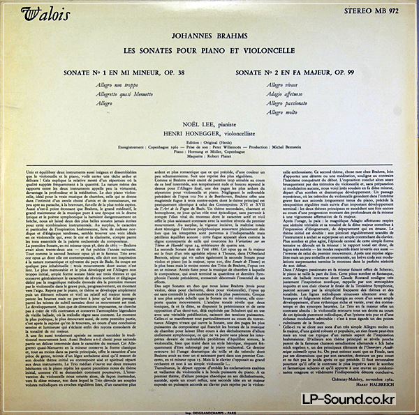 HENRI HONEGGER BRAHMS AUDIOPHILE CELLO ON FRENCH VALOIS