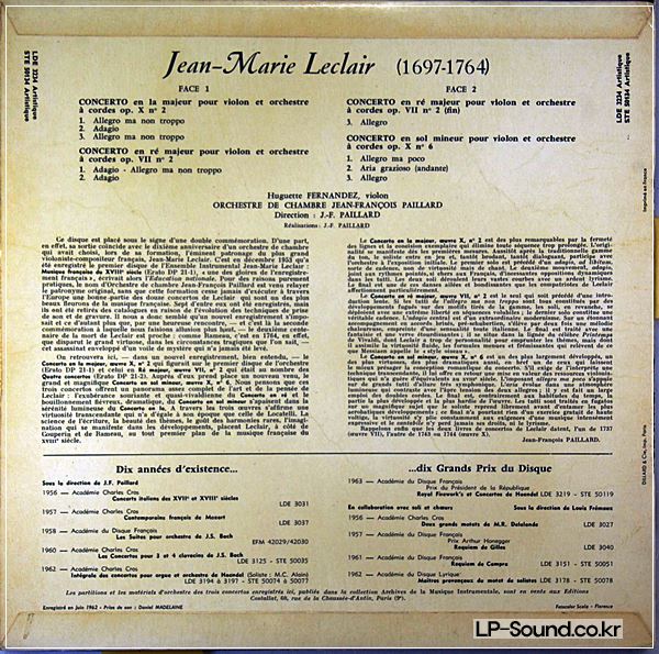 J.M LECLAIR CONCERTOS FERNANDEZ, PAILLARD ERATO STE 50134 RED