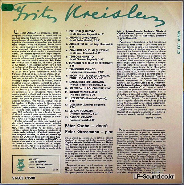 PETER CSABA   GROSSMANN  RECITAL KREISLER –ELECTRECOR