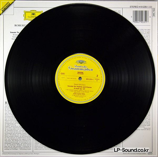 GIDON KREMER / MARTHA ARGERICH SCHUMANN: VIOLINSONATEN 1&2 LP DGG 419 235-1