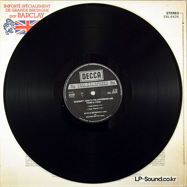 ROSTROPOVICH BRITTEN SCHUBERT ARPEGGIONE BRIDGE CELLO DECCA SXL 6426 NB