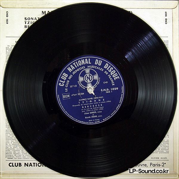 RAVEL: TZIGANE & SONATINE - LILIANE GARNIER / RICARDO ZUGARO CND 1029 10