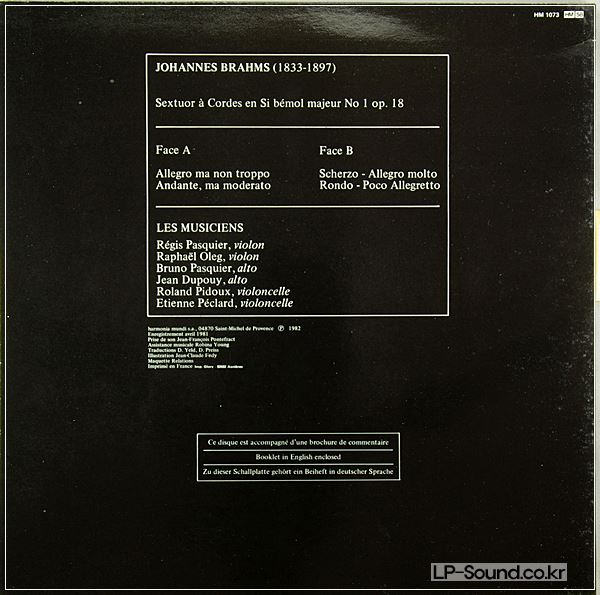 PASQUIER PIDOUX PENNETIER - BRAHMS PIANO QUARTET HARMONIA MUNDI