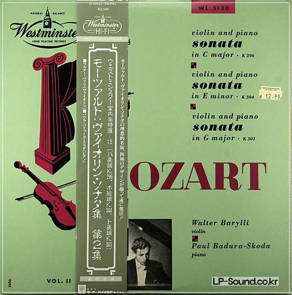 MOZART 3 VIOLIN SONATAS BARYLLI SKODA WESTMINSTER WL 5130