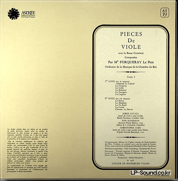 FORQUERAY PUECES VIOLE SAVALL KOOPMAN ASTREE AS19