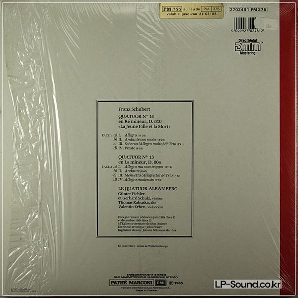 FRANZ SCHUBERT NO.14/13  DEATH AND THE MAIDEN  ALBAN BERG QUATUOR