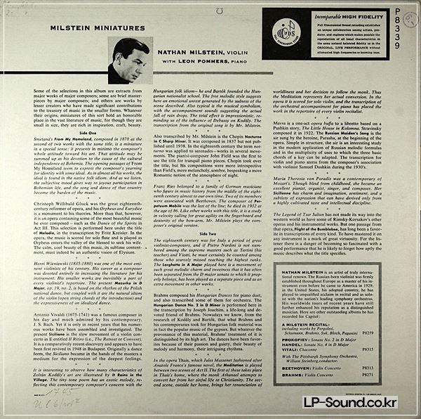 NATHAN MILSTEIN MINIATURES CAPITOL P 8339 LP