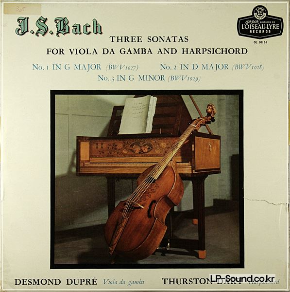 BACH THREE SONATAS FOR VIOLA DA GAMBA & HARPSICHORD / DUPRE / DART OL 50161